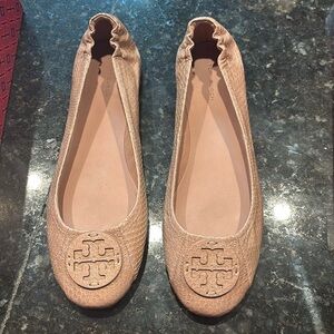 Tory Burch tan ballet flat shoes size 11. Like new!